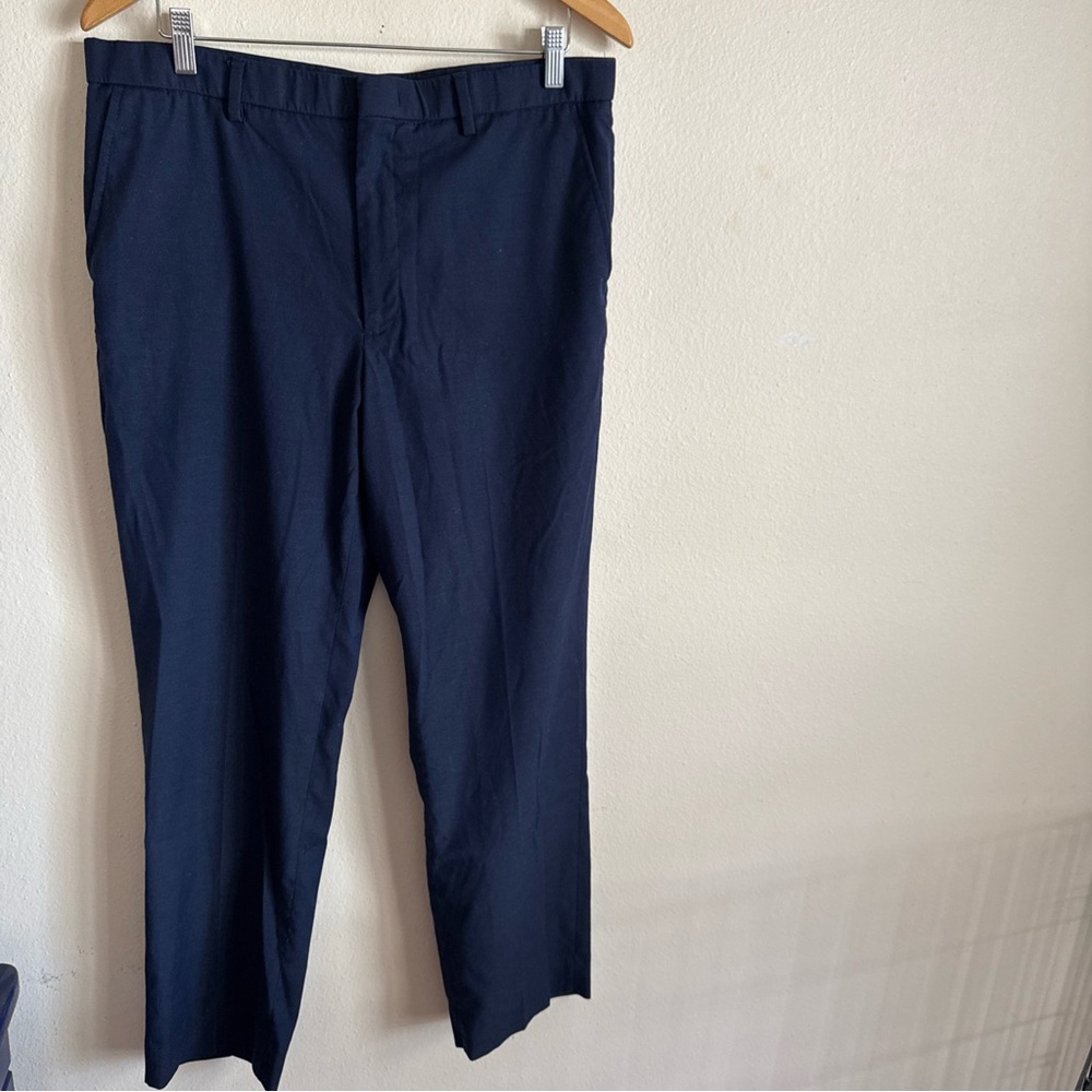 Kenneth Cole Awearness Navy Blue Slim Fit Dress Pants 36x30